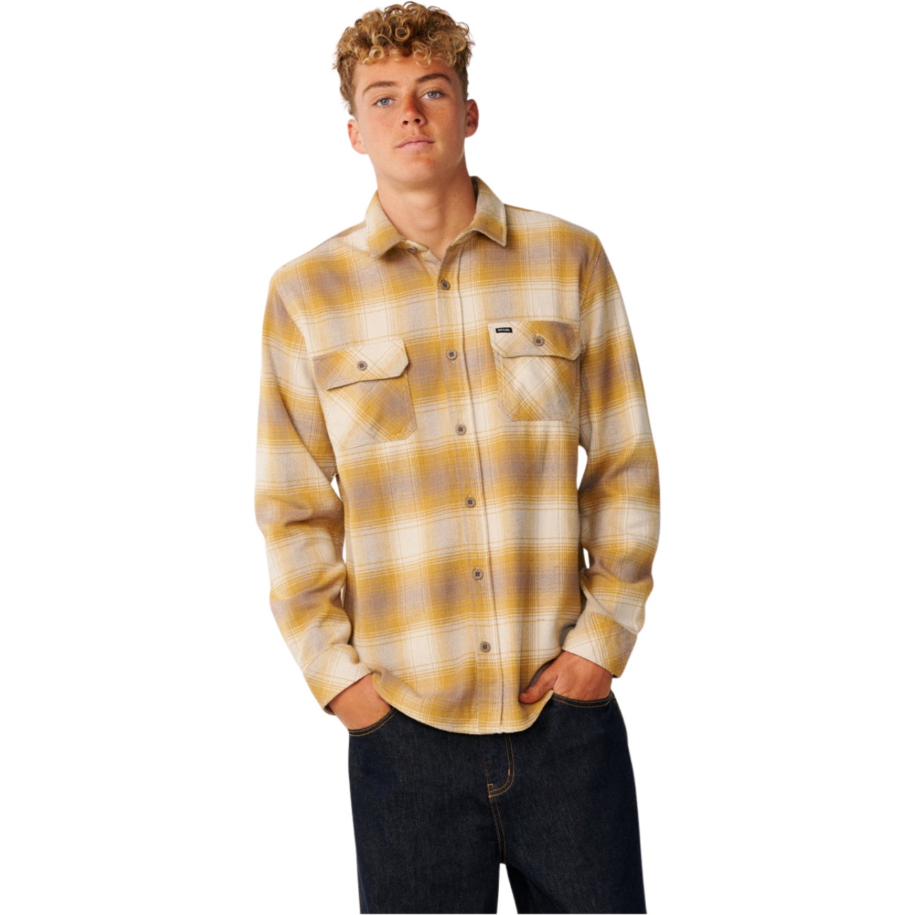 2026 Rip Curl Mens Classic Surf Count Flannel Shirt 00JMSH - Dark Mustard